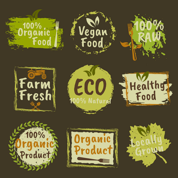 Bioprodukte und vegane Lebensmittel - Vektor, Bild