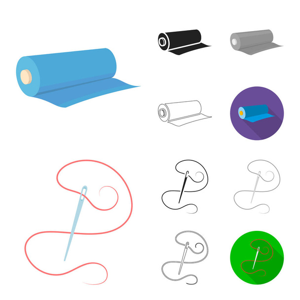 Atelier and sewing cartoon,black,flat,monochrome,outline icons in set collection for design. Equipment and tools for sewing vector symbol stock web illustration. - Διάνυσμα, εικόνα