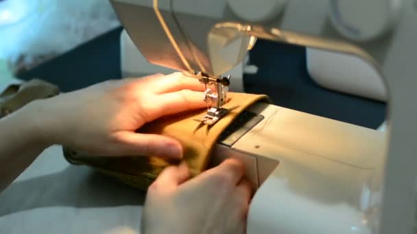 Woman working with sewing machine, Close up HD Clip. - Video