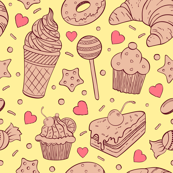 seamless pattern of sweets - Vector, Image