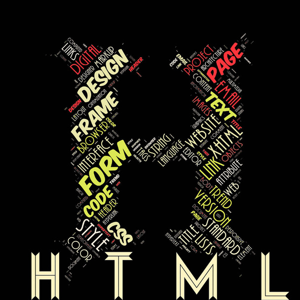 Word cloud of the HTML as background - Photo, Image