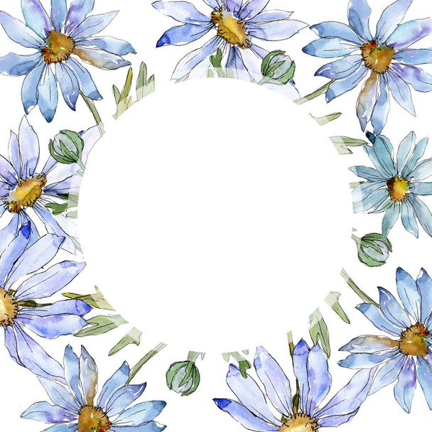 Λευκή Μαργαρίτα. Floral βοτανικό λουλούδι. Πλατεία στολίδι περίγραμμα πλαισίου. Ακουαρέλα wildflower για φόντο, υφή, μοτίβο περιτύλιγμα, πλαίσιο ή στα σύνορα. - Φωτογραφία, εικόνα