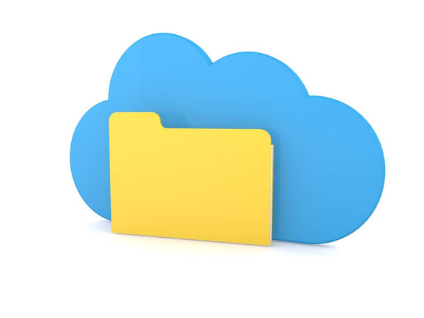 Folder and cloud on a white background. 3d render illustration. - Photo, Image