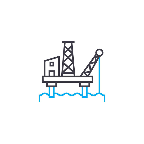 Offshore oil industry linear icon concept. Offshore oil industry line vector sign, symbol, illustration. - Vettoriali, immagini