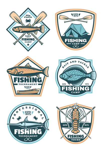 Fishing sport icons set - Vektör, Görsel