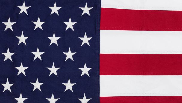 Πανί σημαία των Ηνωμένων Πολιτειών της Αμερικής σε κλείνω πάνω θέα  - Φωτογραφία, εικόνα