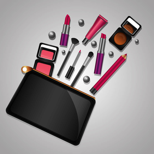 kosmetické make-up výrobky krásu módní sada - Vektor, obrázek