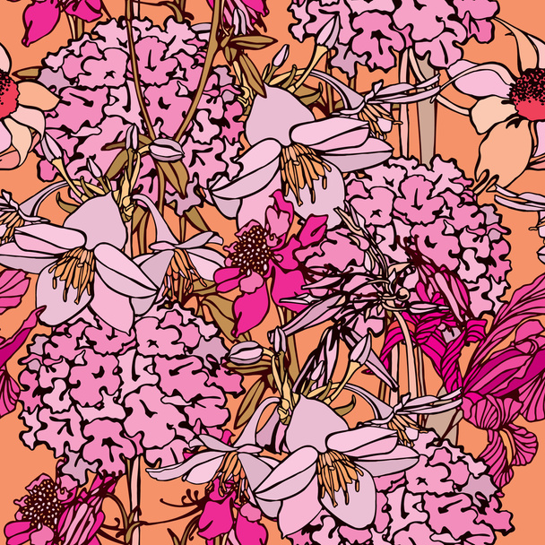 Elegance Seamless pattern with flowers - Vektör, Görsel