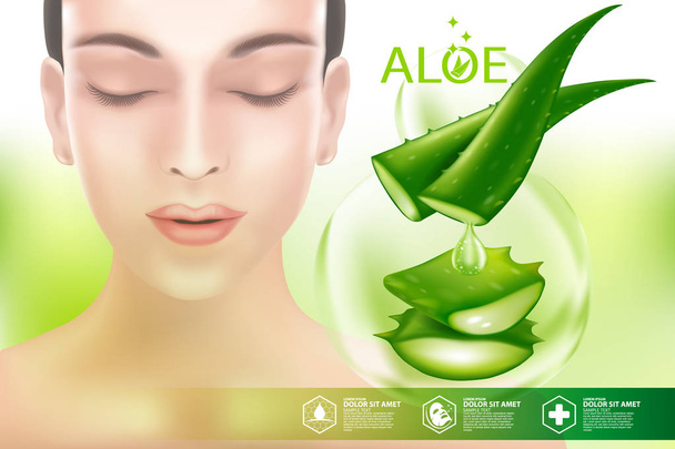 Aloe Vera Collagen Serum Hautpflege Kosmetik. - Vektor, Bild