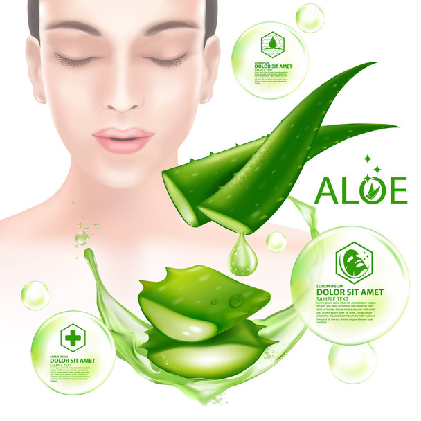 Aloe Vera colágeno suero cuidado de la piel cosmética
. - Vector, imagen