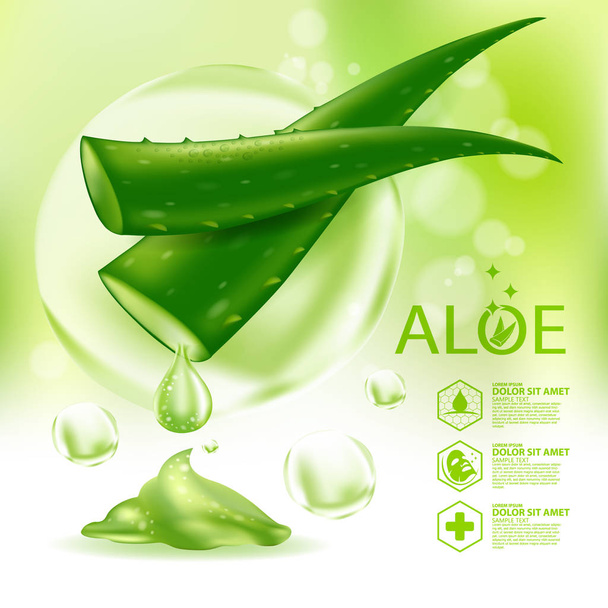 Aloe Vera kollagén szérum bőrápoló kozmetikai szer. - Vektor, kép