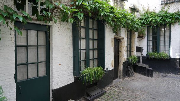 Casa en el Vlaeykensgang, un pequeño callejón cerca del ayuntamiento de Amberes en Bélgica
. - Foto, imagen