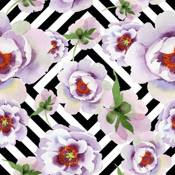 Óvatosan rózsaszín pünkösdi rózsa. Virágos botanikai virág. Varratmentes háttérben minta. Szövet nyomtatási textúrát. A háttér textúra, burkoló minta, keret vagy határ Aquarelle vadvirág. - Fotó, kép