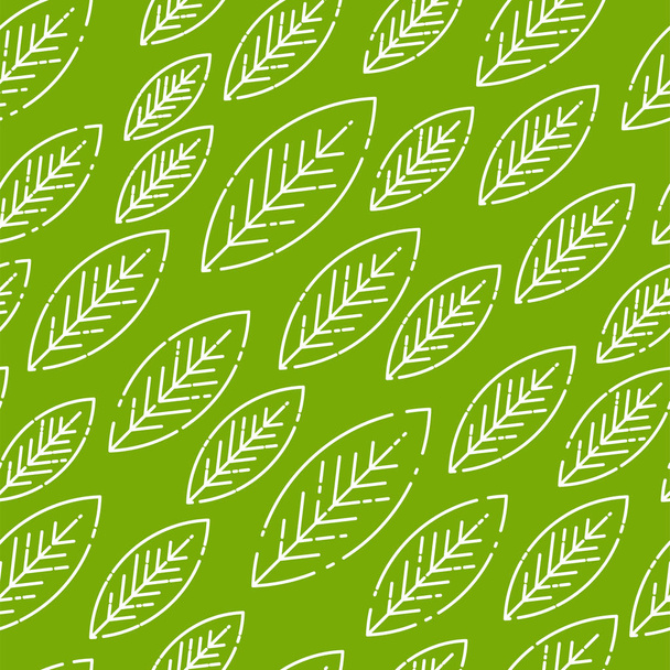 Green leaves seamless pattern. Template for wallpapers, site background, print design, cards, menu design, invitation. Summer and autumn theme. Vector illustration. - Vector, Image
