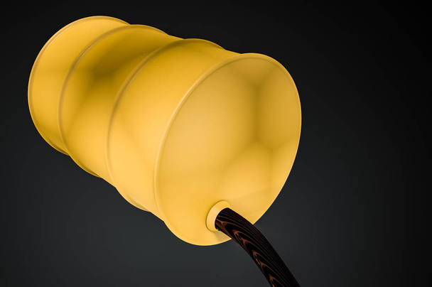 Petrol sarı namlu yağıyor. 3D render illüstrasyon. - Fotoğraf, Görsel