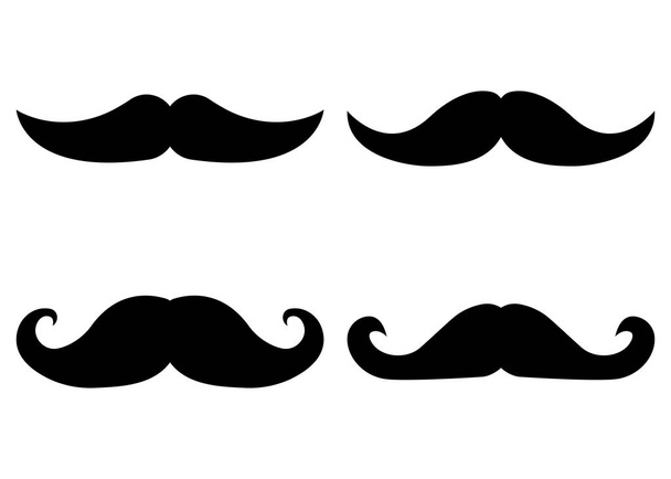 Set of Moustache Icon and Label. Father's Day. Flat style. Vector illustration. - Vector, Image