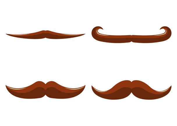 Set of Moustache Icon and Label. Father's Day. Flat style. Vector illustration. - Vecteur, image