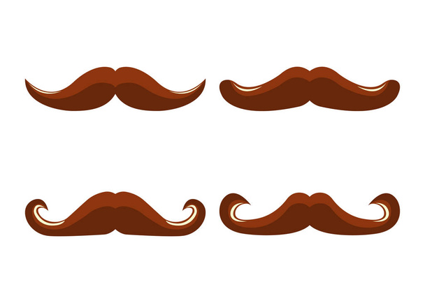Set of Moustache Icon and Label. Father's Day. Flat style. Vector illustration. - Vektor, obrázek