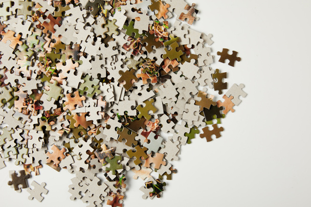 jigsaw puzzle parçaları kopya alanı ile üstten görünüm Grey   - Fotoğraf, Görsel
