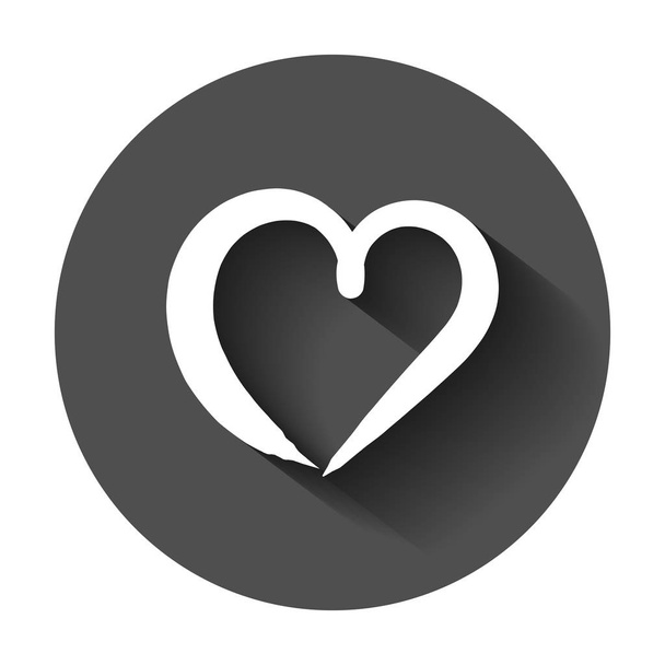 Hand drawn hearts vector icon. Love sketch doodle heart illustration with long shadow. Handdrawn valentine concept. - Vektor, Bild