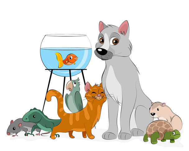 Illustration vectorielle d'un groupe d'animaux domestiques
 - Vecteur, image
