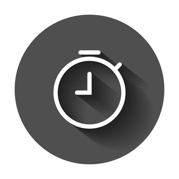Clock timer icon in flat style. Time alarm illustration with long shadow. Stopwatch clock business concept. - Вектор, зображення