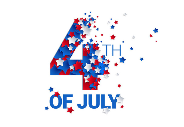 Fundo de 4 de julho - ilustração do vetor do Dia da Independência Americana - design tipográfico de 4 de julho
 - Vetor, Imagem