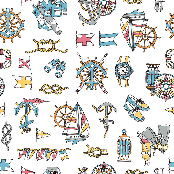 Yacht image pattern, I drew an illustration in yacht noy Madge, It repeats itself seamlessly
. - Вектор,изображение