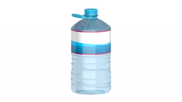 große Plastikflasche mit Trinkwasser auf weißem Hintergrund - Filmmaterial, Video
