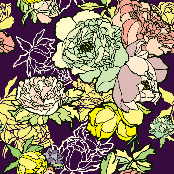 Elegance Seamless pattern with flowers rose - Vector, Image