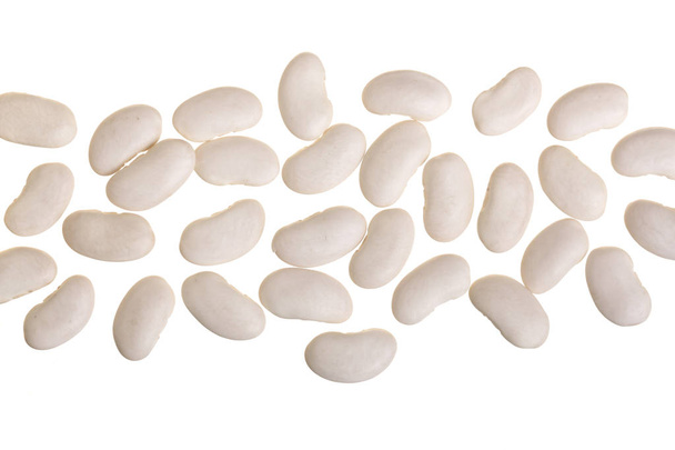 White kidney beans isolated on white background with copy space for your text. Top view - Фото, изображение