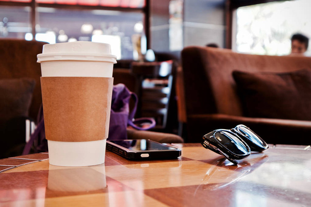 Coffee cup hot in the cafe morning - Фото, зображення