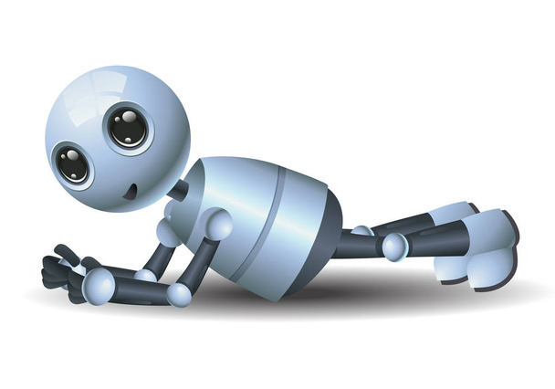 Illustration eines glücklichen Droiden kleinen Roboters Übung auf isoliertem weißen Hintergrund - Foto, Bild