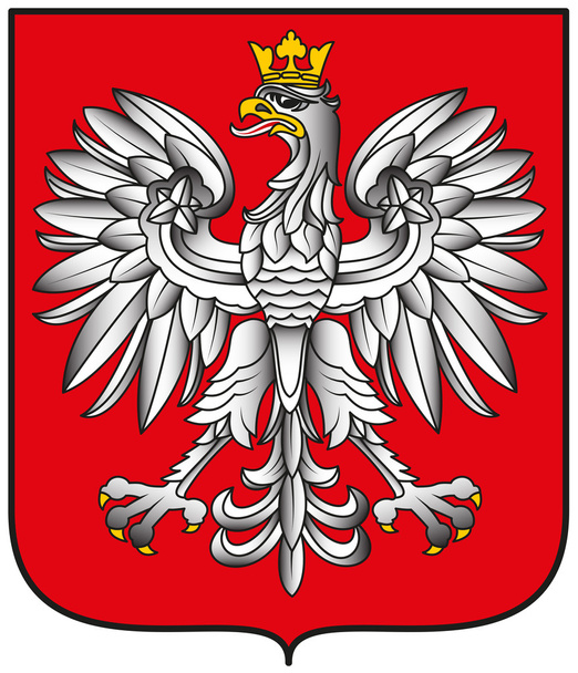 Poland Emblem - White Eagle With Shadows on Shield - Vector, Image