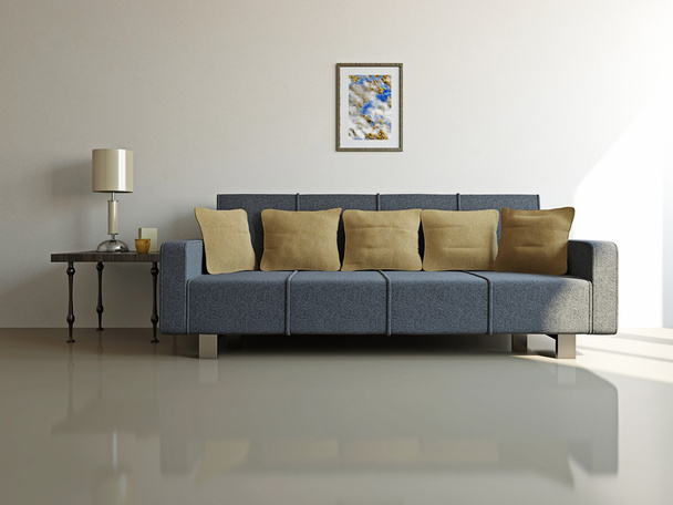Livingroom with sofa and a table - Фото, изображение