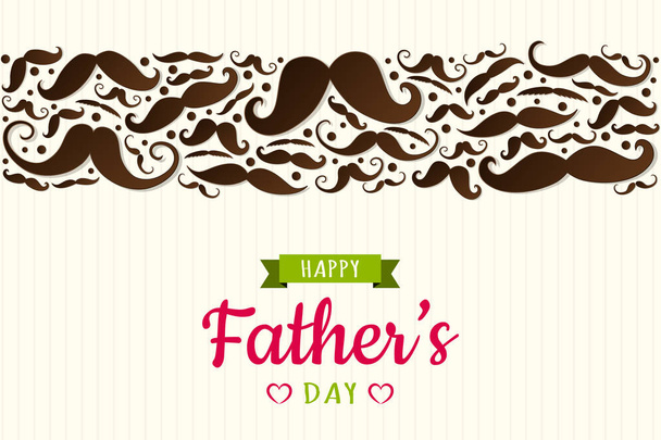 Happy Father's Day - concept of poster with funny mustaches and wishes. Vector. - Vector, imagen