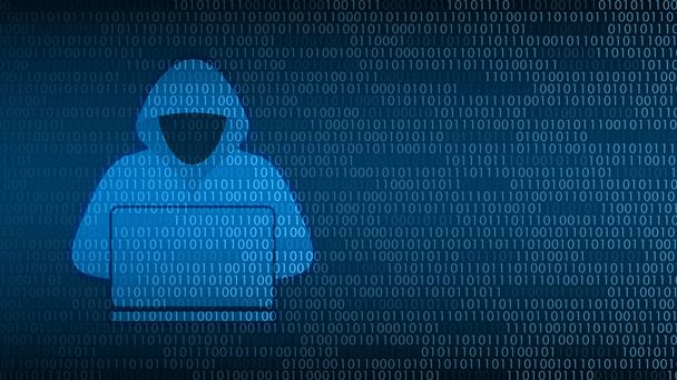 Seguridad de la tecnología cibernética, Hacker en pantalla digital, diseño de fondo de protección de red, ilustración vectorial
 - Vector, imagen