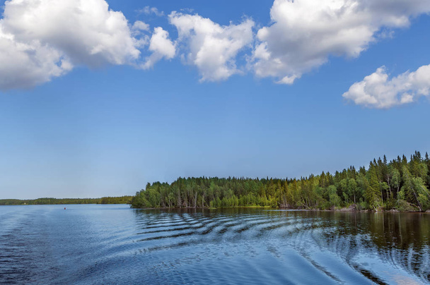 Τοπίο στον ποταμό Vyg (τμήμα της διώρυγας Λευκής Θάλασσας-Βαλτικής), Ρωσία - Φωτογραφία, εικόνα