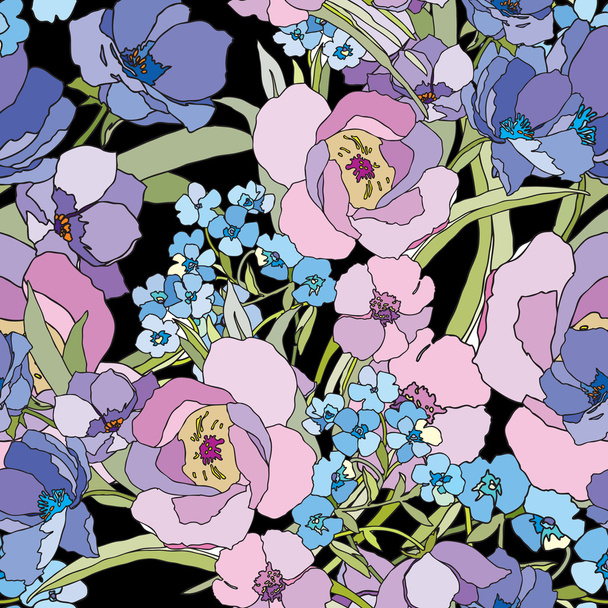 Elegance Seamless pattern with flowers roses, - Vector, Image