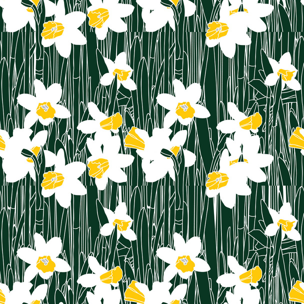 Elegance Seamless pattern with daffodils flowers - Vektor, obrázek