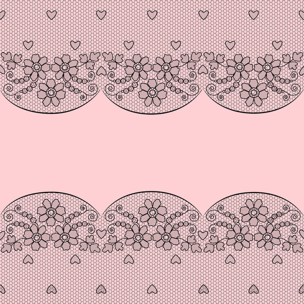 black lace borders on a pink background - Foto, immagini