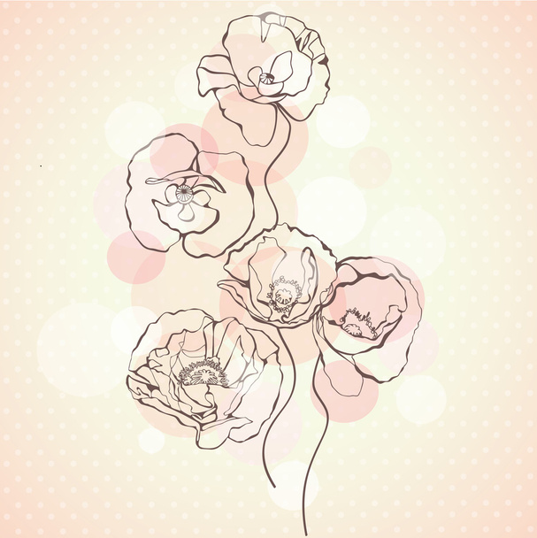 Delicate background with poppies flowers. - Vector, Image