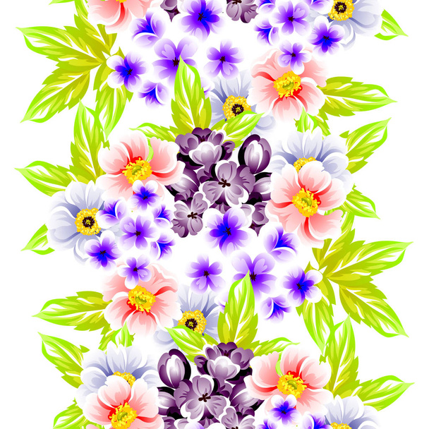 Seamless vintage style flower pattern. Floral elements in color - Вектор,изображение