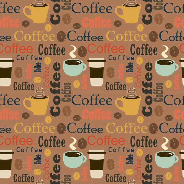  design elements for coffee house. Corporate identity for the cafe menu, business cards and coasters for drinks with inscriptions .Seamless texture. Coffee background. Vector illustration. Eps 10. - ベクター画像