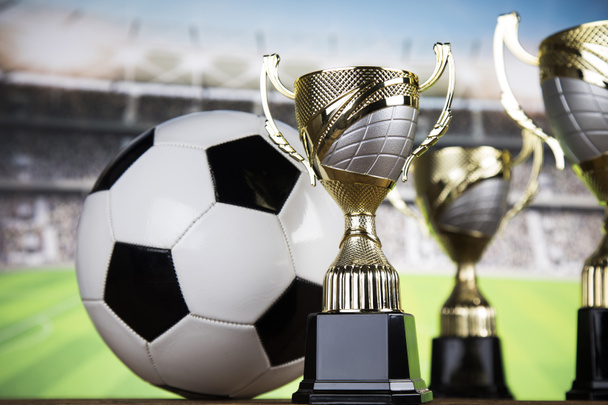 Zwycięskie trofeum mistrzostw award, sport stadion tło - Zdjęcie, obraz