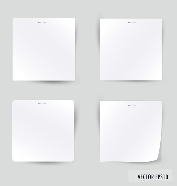 Collection of various white note papers, ready for your message. - Вектор,изображение