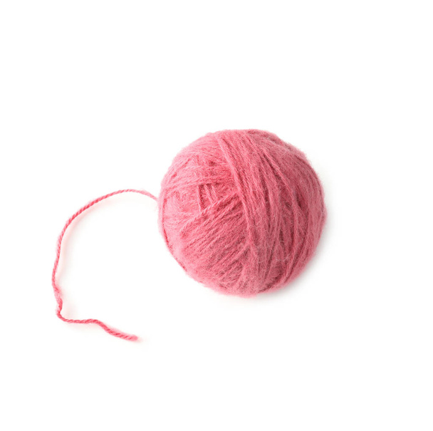 Ball of knitting yarn on white background - Φωτογραφία, εικόνα