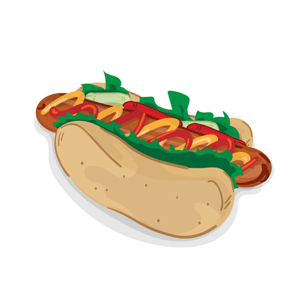 fastfood hot dog sausage drawing graphic object - Vector, imagen