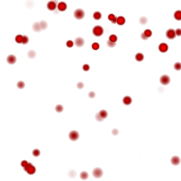 Rode druppels ronde geïsoleerd op witte achtergrond - Foto, afbeelding