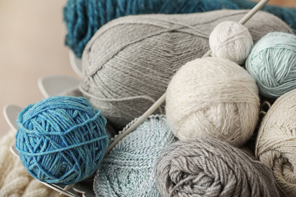 Knitting threads with needles - Φωτογραφία, εικόνα